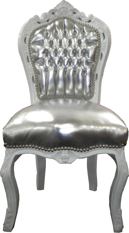 Casa Padrino baroque Dîner Silver Chair / cuir blanc oeil