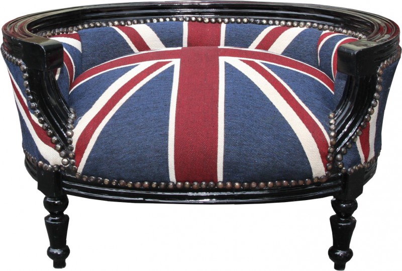Casa Padrino baroques Cats & Dogs canapé Union Jack / Noir - Dog Bed Cat Bed &