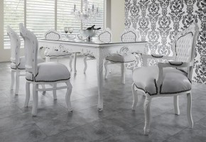 Casa Padrino baroque Dner réglé blanc / blanc - 6 chaises et une table de salle  manger