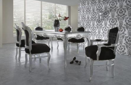 Casa Padrino baroque Dner mis noir / argent / argent - 6 chaises et une table de salle  manger